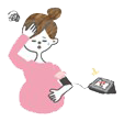 頭を抱えている妊婦さんのイラスト